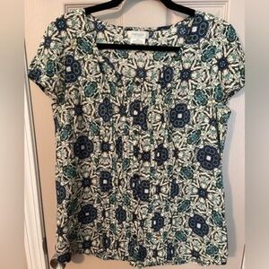 Van Heusen Cap Sleeve Abstract Floral Blouse